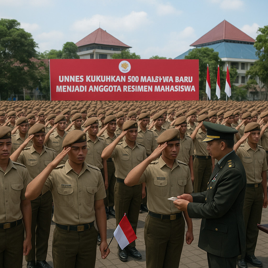 Unnes Kukuhkan 500 Mahasiswa Baru Menjadi Anggota Resimen Mahasiswa