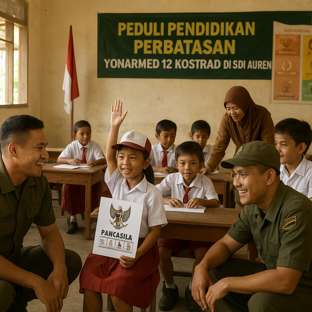 Peduli Pendidikan Perbatasan, Yonarmed 12 Kostrad Berikan Pe...