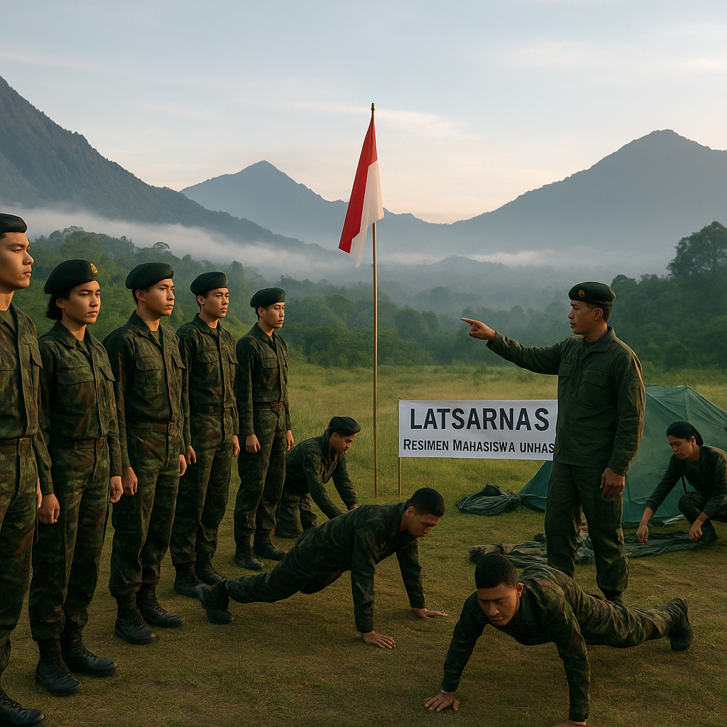 Resimen Mahasiswa Unhas Gelar Latihan Dasar Bela Negara di K...