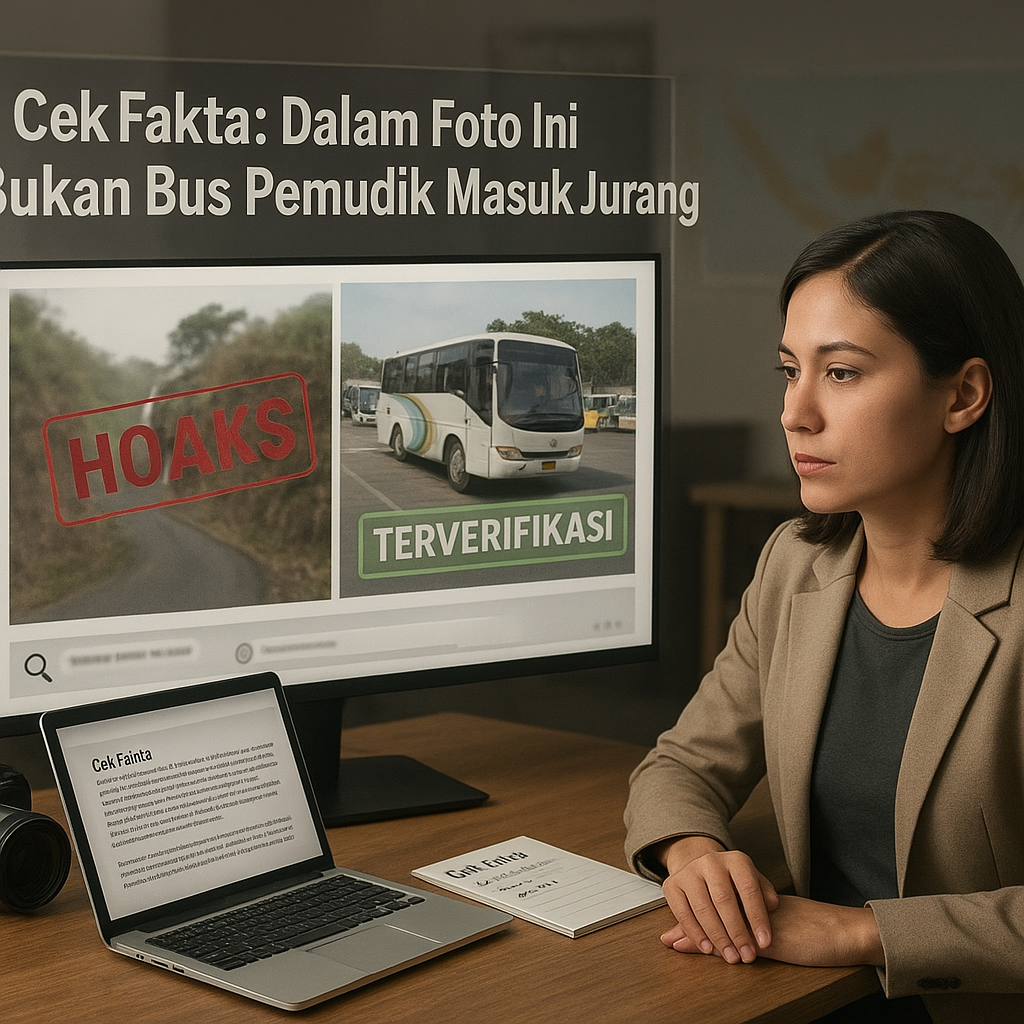 Cek Fakta: Dalam Foto Ini Bukan Bus Pemudik Masuk Jurang