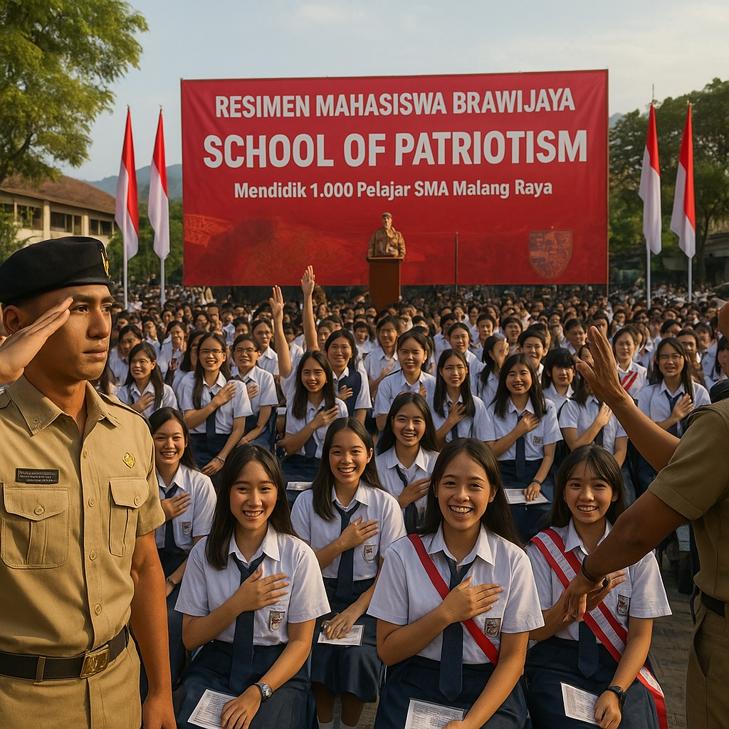 Resimen Mahasiswa Brawijaya Gelar 'School of Patriotism' unt...