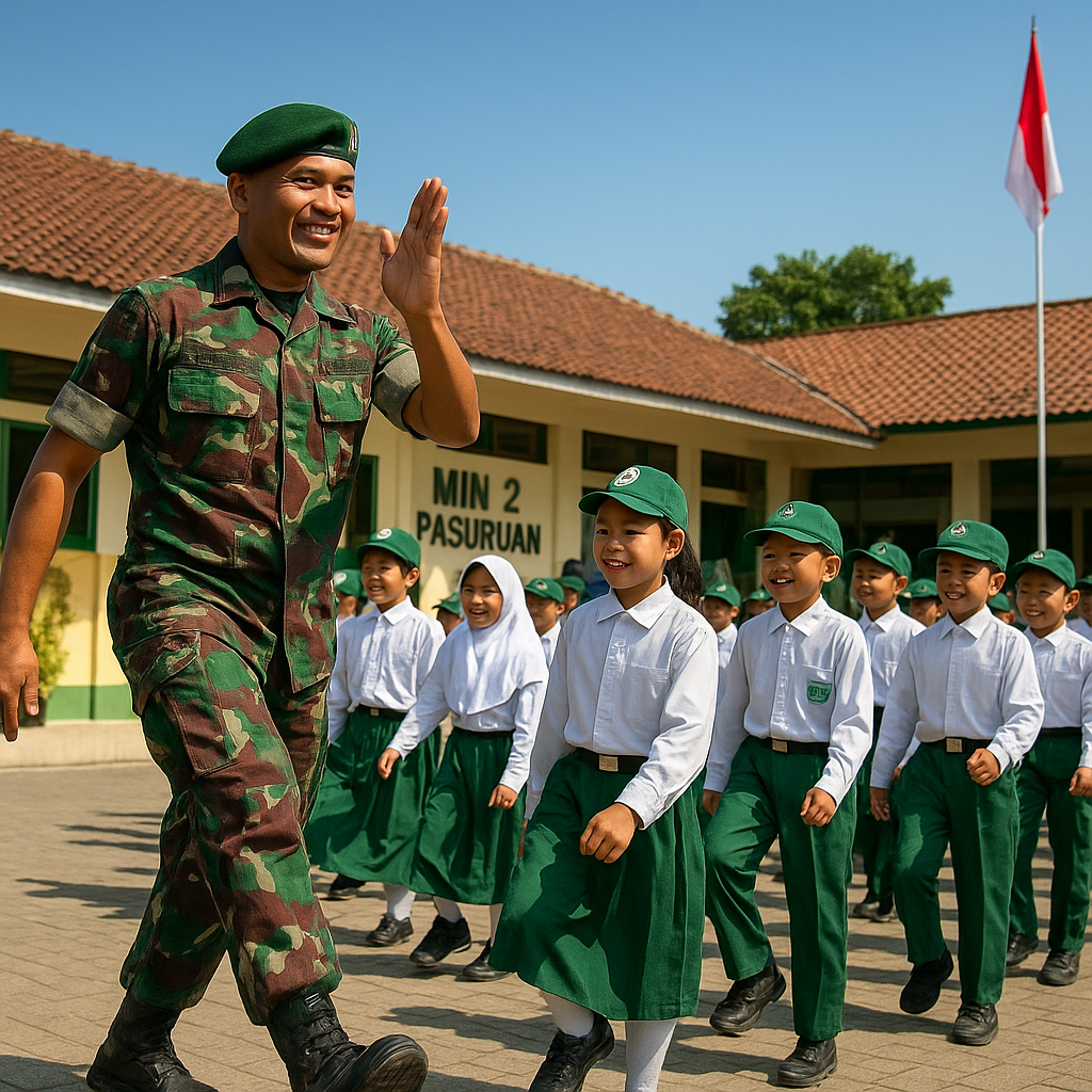 Tanamkan Disiplin dan Cinta Tanah Air Sejak Dini, Babinsa Bu...