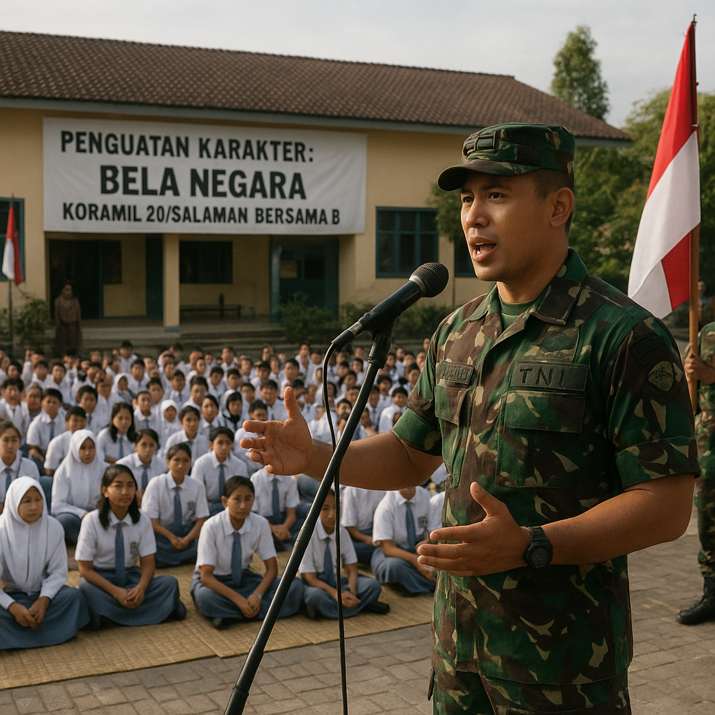 TNI Tanamkan Semangat Bela Negara, Koramil 20/Salaman Bekali...