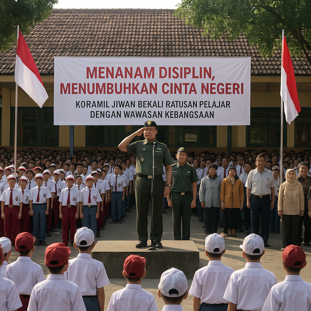 Menanam Disiplin, Menumbuhkan Cinta Negeri, Koramil Jiwan Be...