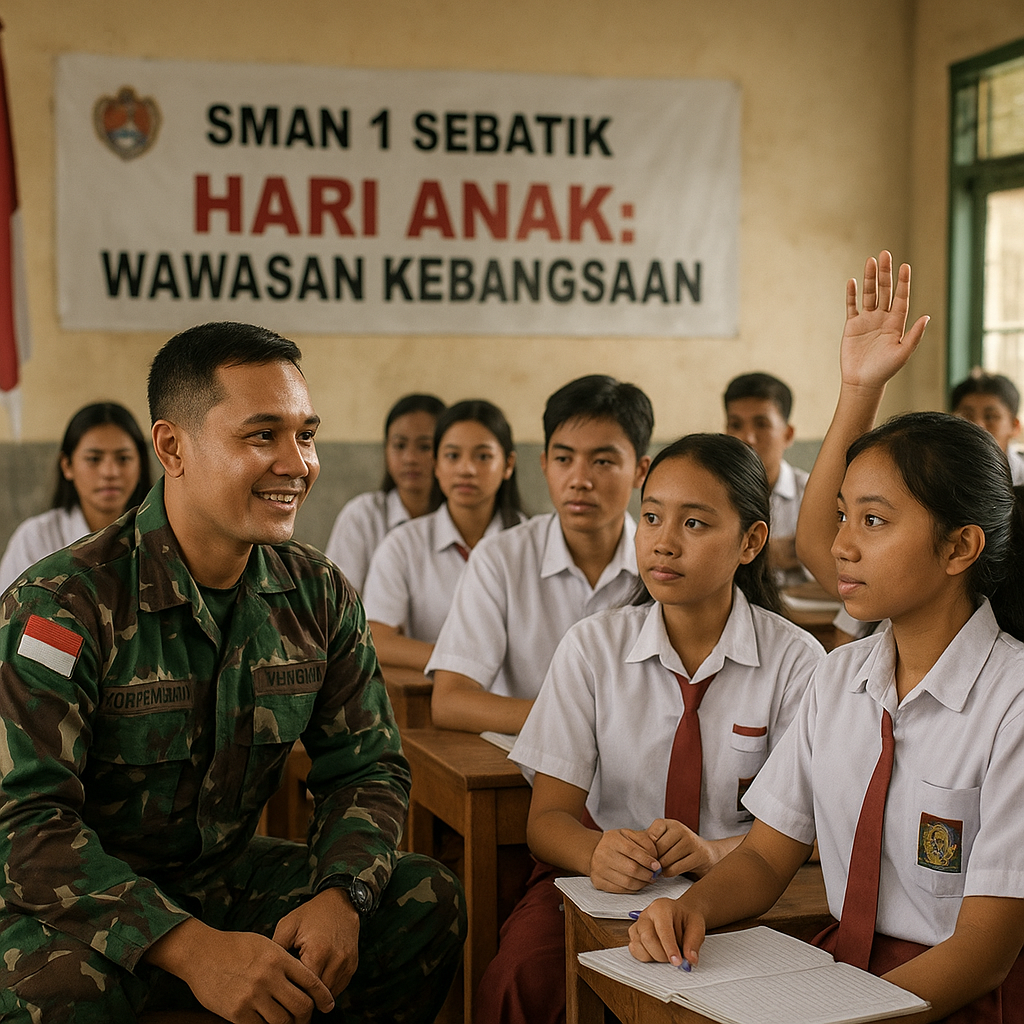 Korps Marinir di Sebatik Peringati Hari Anak dengan Mengajar...