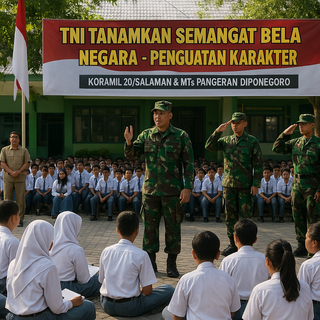 TNI Tanamkan Semangat Bela Negara, Koramil 20/Salaman Bekali...