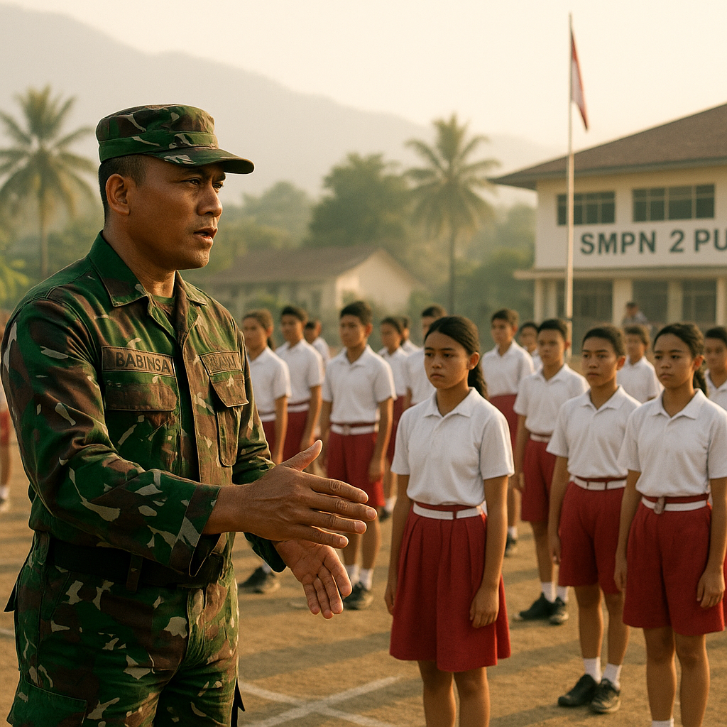 Babinsa Latih 25 Calon Paskibraka SMPN 2 Pupuan, Matangkan P...