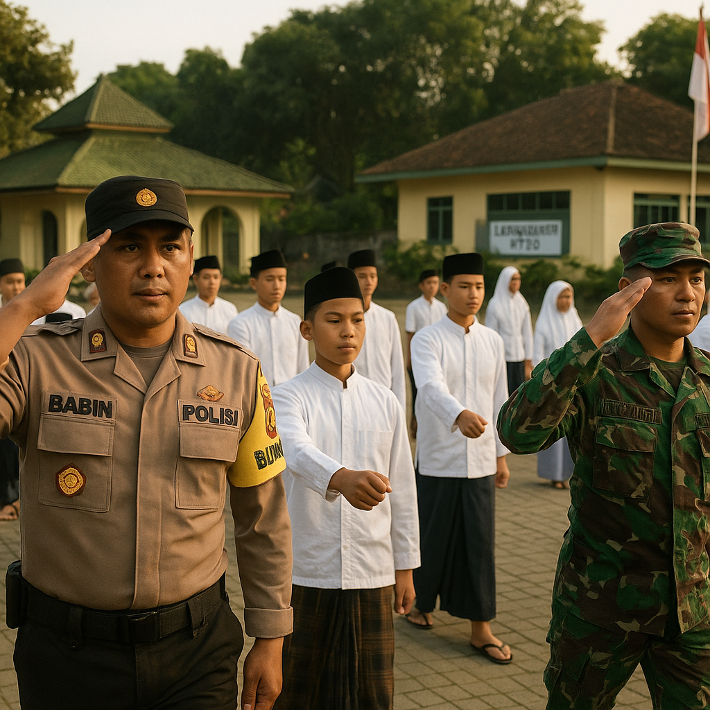 Bhabinkamtibmas dan Babinsa Bina Santri Melalui Latihan Disi...