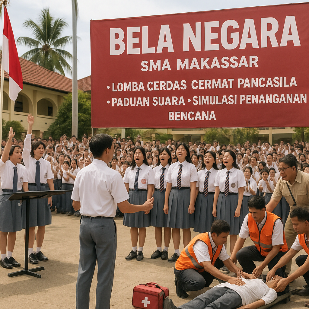 Pelajar di Makassar Antusias Ikuti Kegiatan Bela Negara di S...