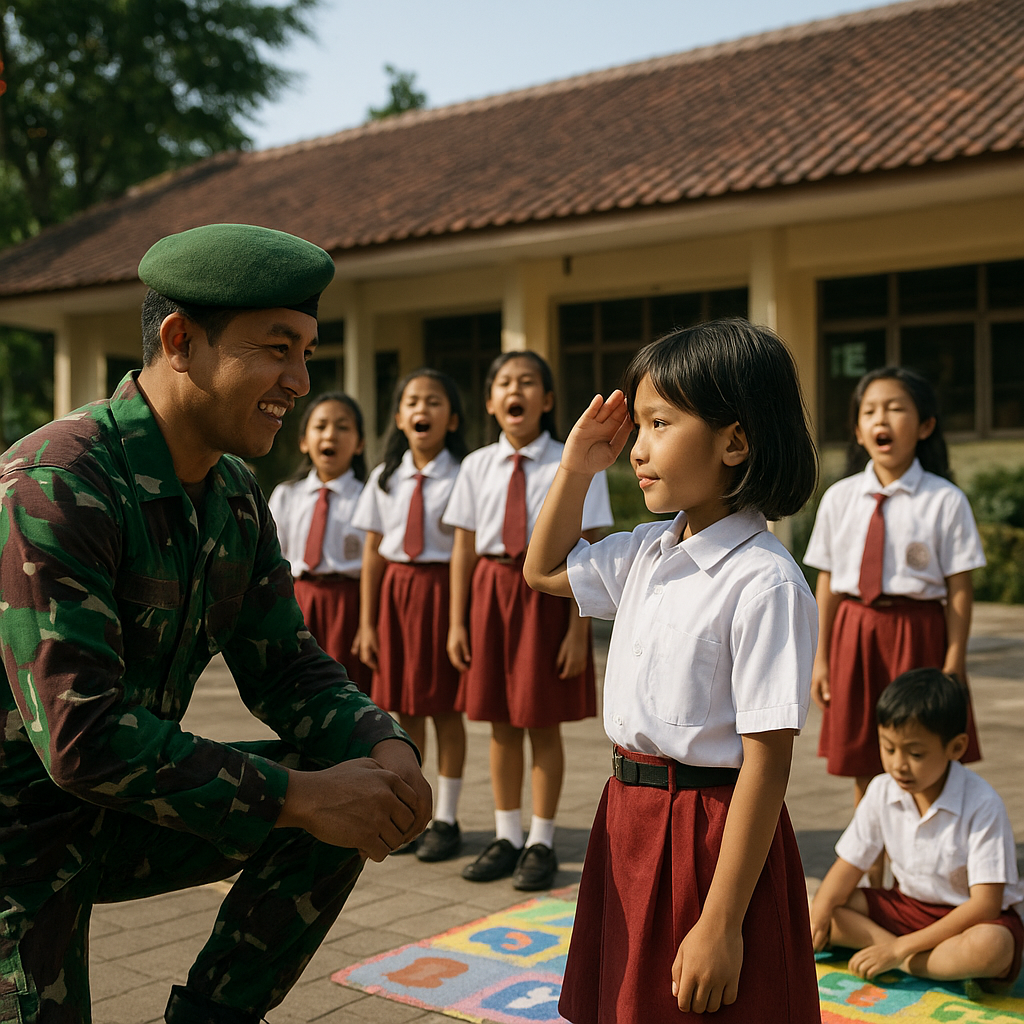 Prajurit TNI Ajarkan Bela Negara di Sekolah Dasar