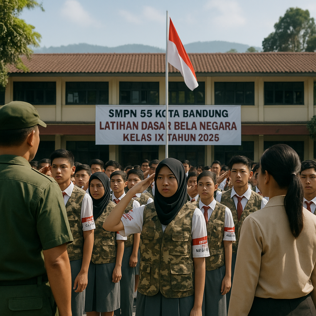 SMPN 55 Kota Bandung Gelar Latihan Dasar Bela Negara bagi Si...