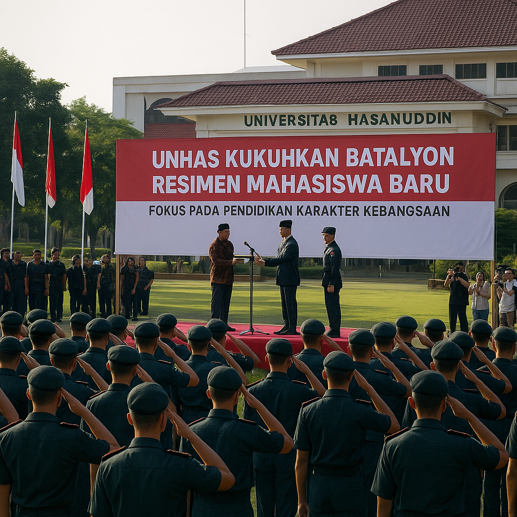 Unhas Kukuhkan Batalyon Resimen Mahasiswa Baru, Fokus pada P...