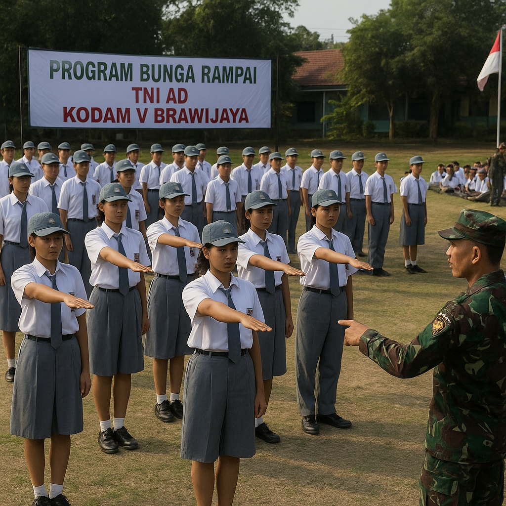 TNI AD Latih Pelajar Bela Negara dalam Program Bunga Rampai