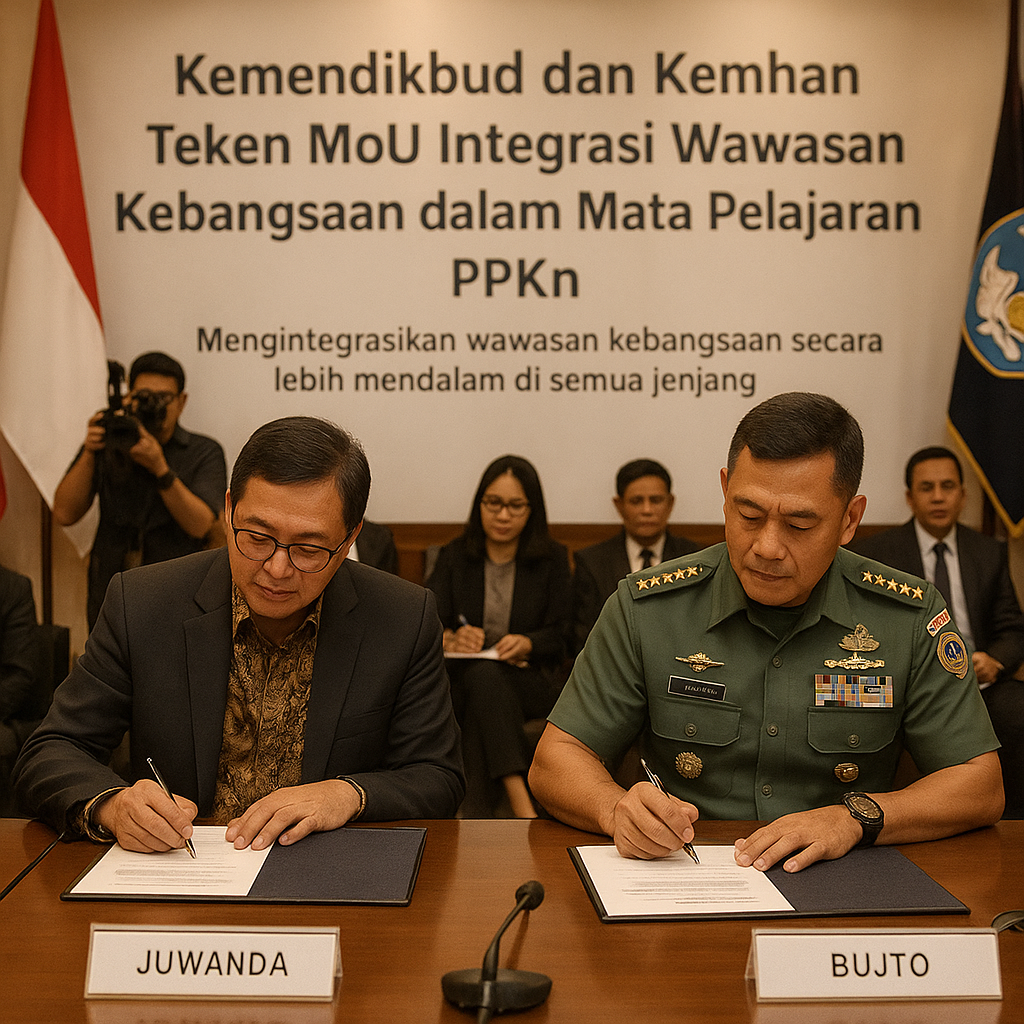 Kemendikbud dan Kemhan Teken MoU Integrasi Wawasan Kebangsaa...
