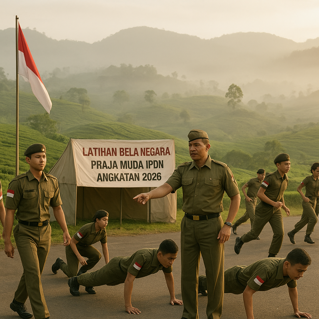 Praja Muda IPDN Ikuti Latihan Bela Negara di Kawasan Pangale...