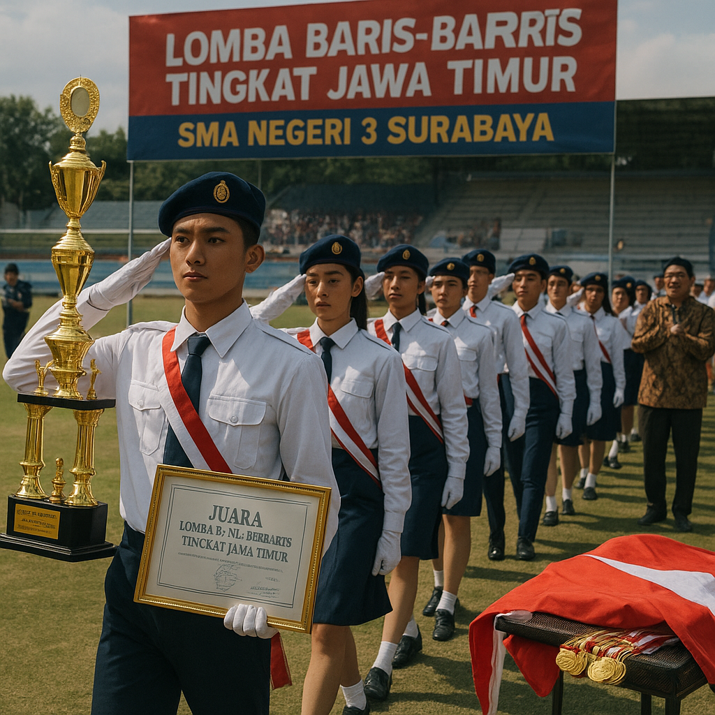 SMA 3 Surabaya Juara Lomba Baris Berbaris Tingkat Provinsi