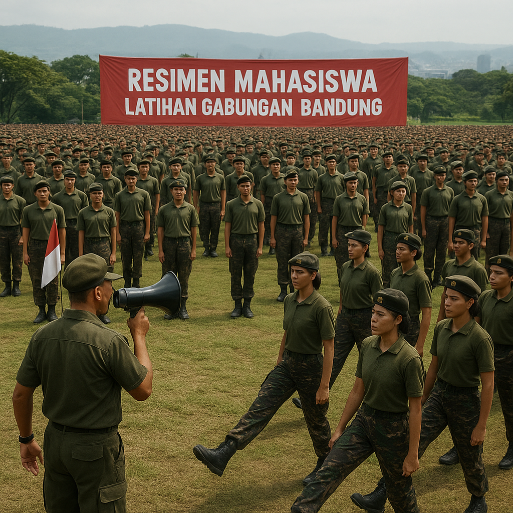 Resimen Mahasiswa Batalyon Bela Negara Gelar Latihan Gabunga...