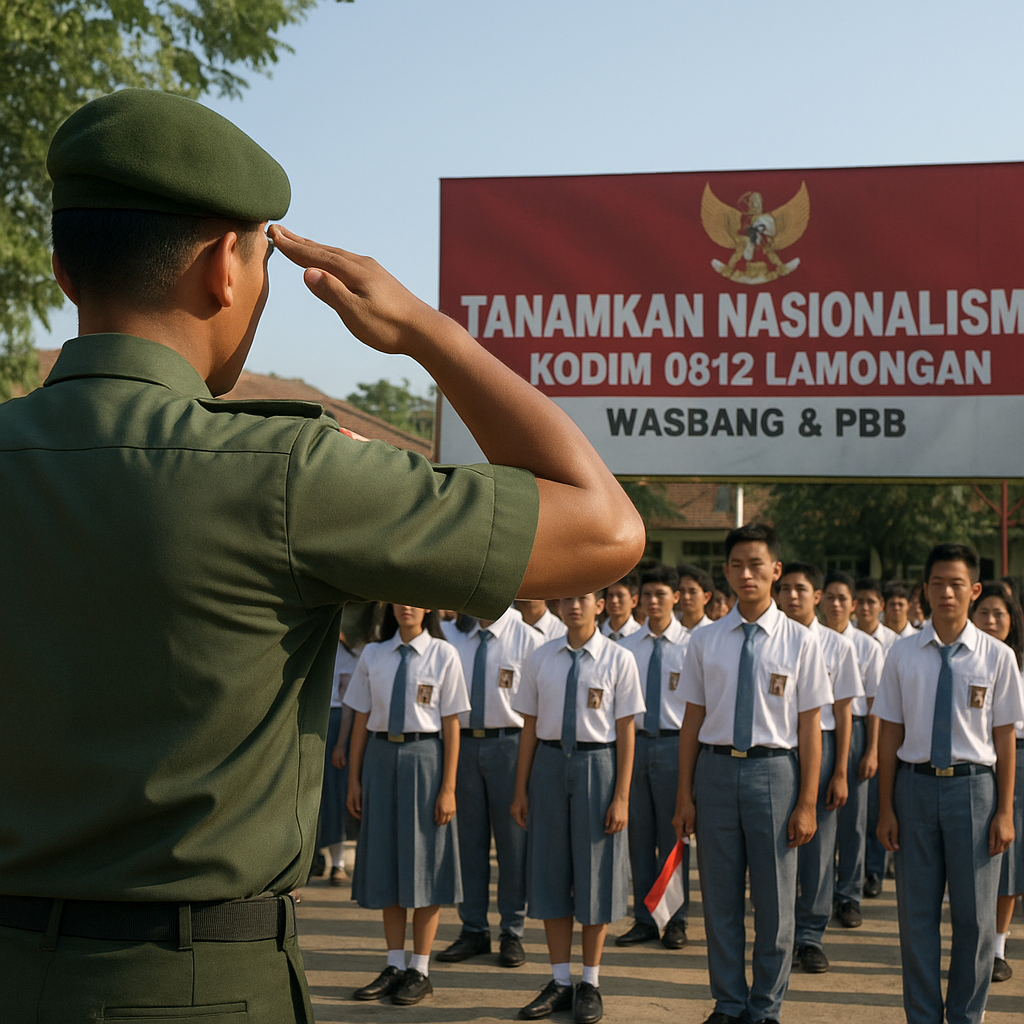 Tanamkan Nasionalisme, Kodim 0812 Lamongan Bekali Siswa Seko...