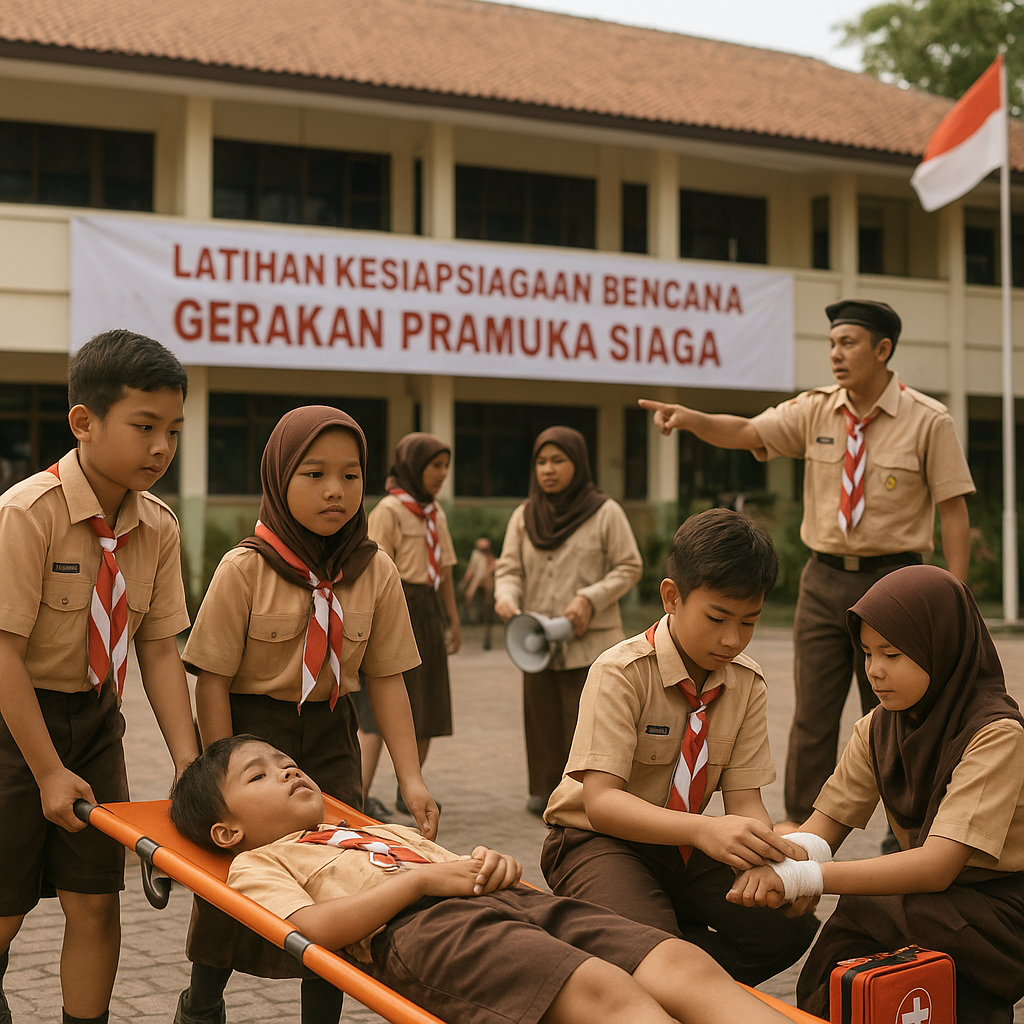 Pramuka Siaga Gelar Latihan Kesiapsiagaan Bencana di Sekolah