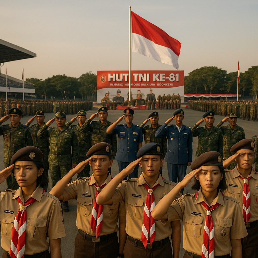 Upacara HUT TNI Ke-81 Libatkan Komponen Cadangan dan KKRI/Pramuka