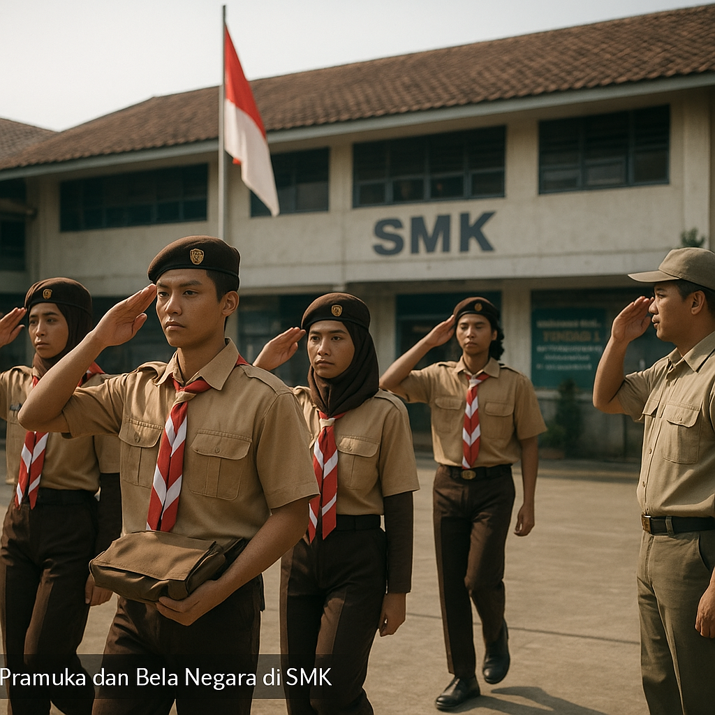 Kegiatan Pramuka dan Bela Negara di Sekolah Menengah Kejurua...