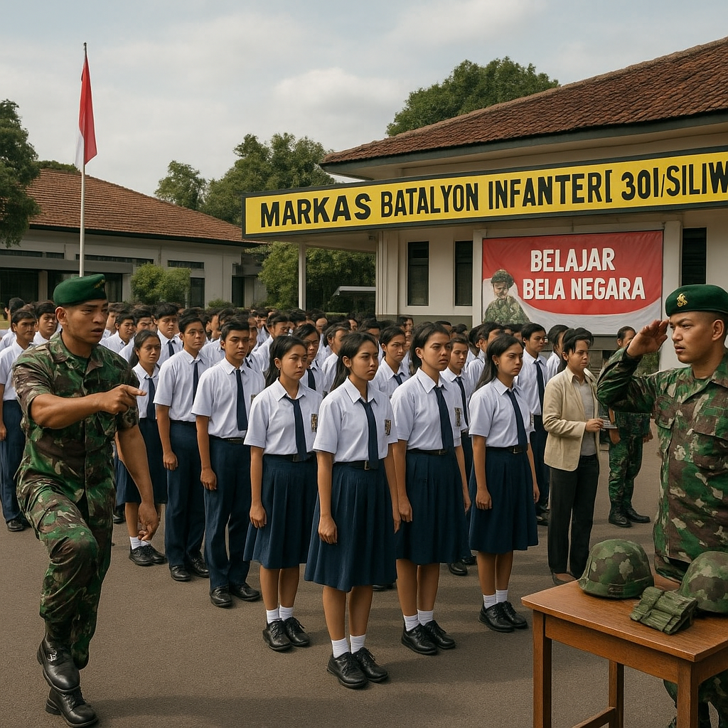 Siswa SMA di Bandung Ikuti Program 'Belajar Bela Negara' di Markas Batalyon Infanteri