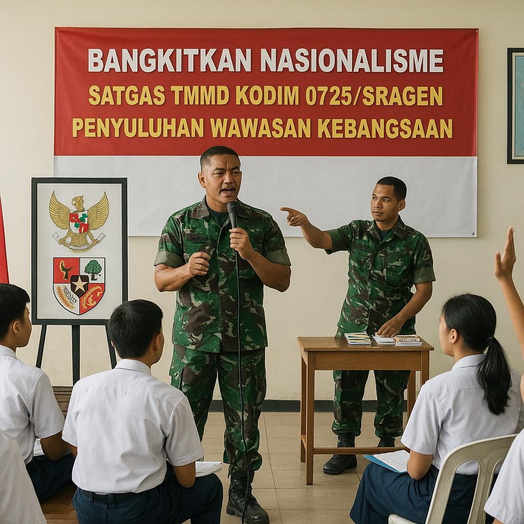Bangkitkan Nasionalisme, Anggota Satgas TMMD Gembleng Wawasa...