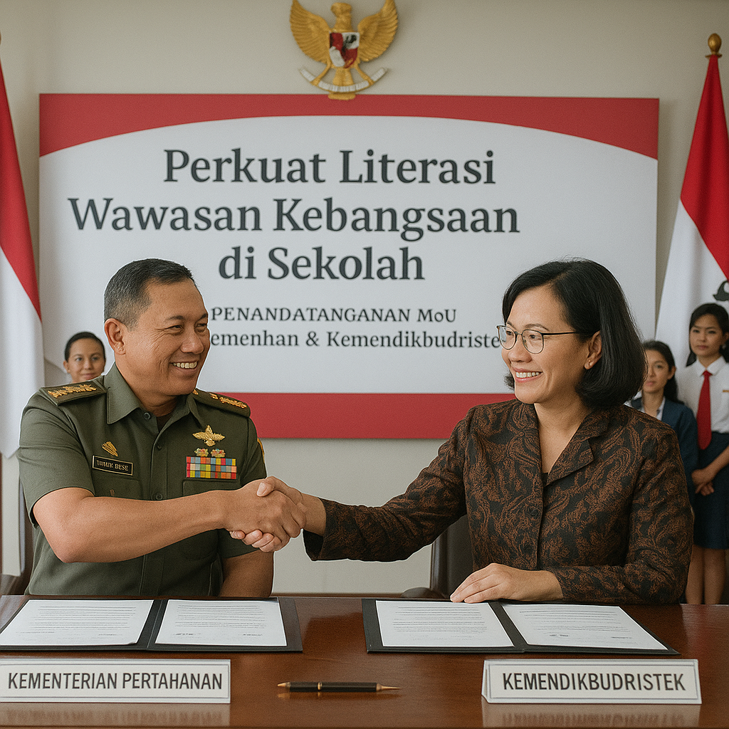 Kementerian Pertahanan dan Kemendikbudristek Tandatangani MoU: Perkuat Literasi Wawasan Kebangsaan di Sekolah