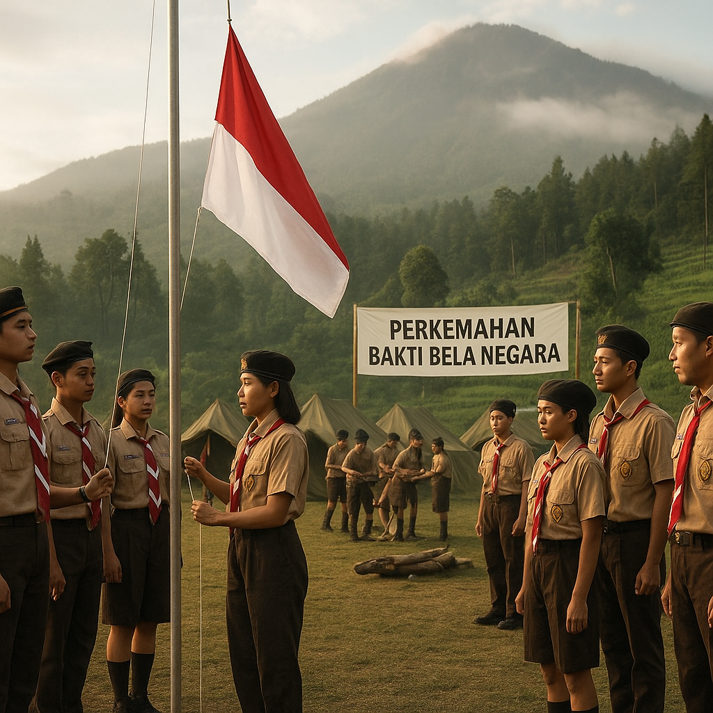 Pramuka Penegak Gelar 'Perkemahan Bakti Bela Negara' di Lere...