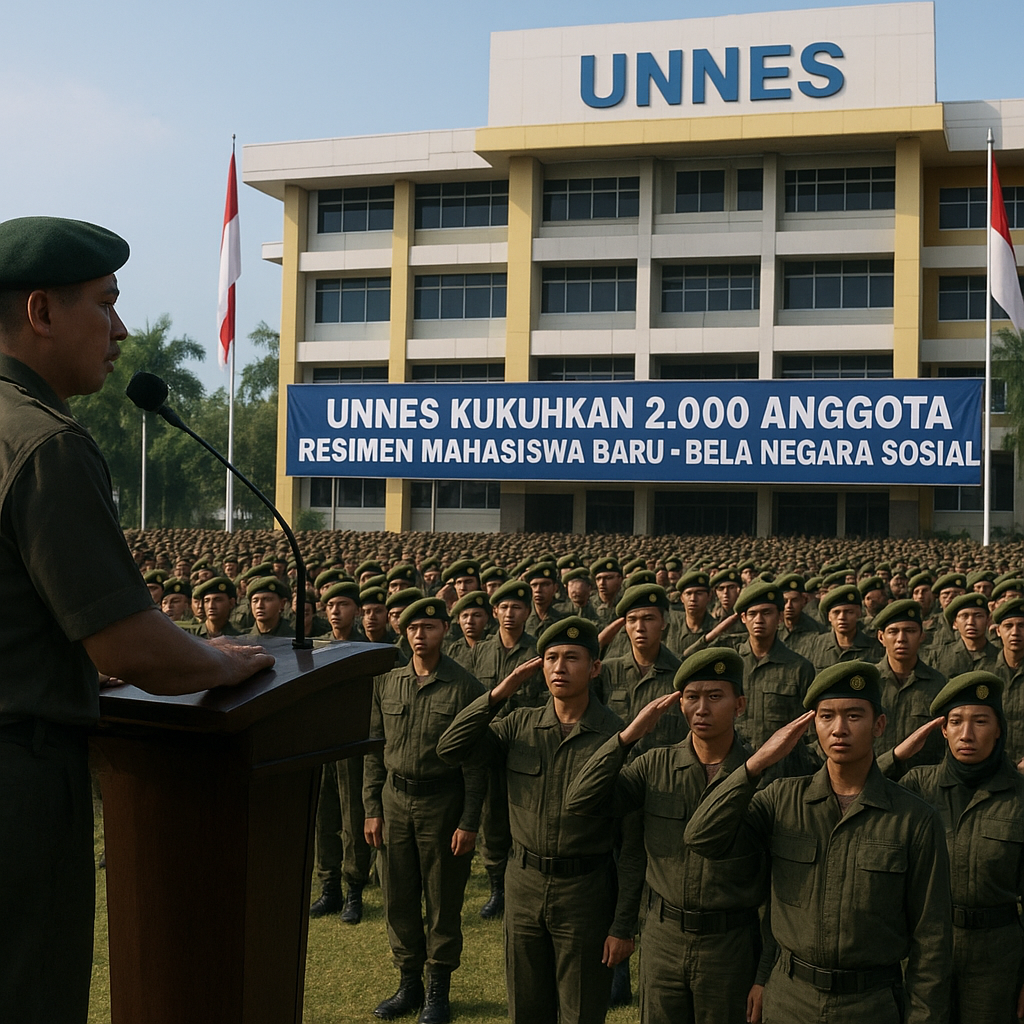 Unnes Semarang Kukuhkan 2.000 Anggota Resimen Mahasiswa Baru...