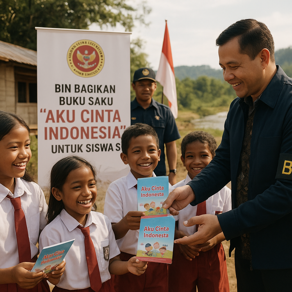 BIN Bagikan Buku Saku 'Aku Cinta Indonesia' untuk Siswa SD d...
