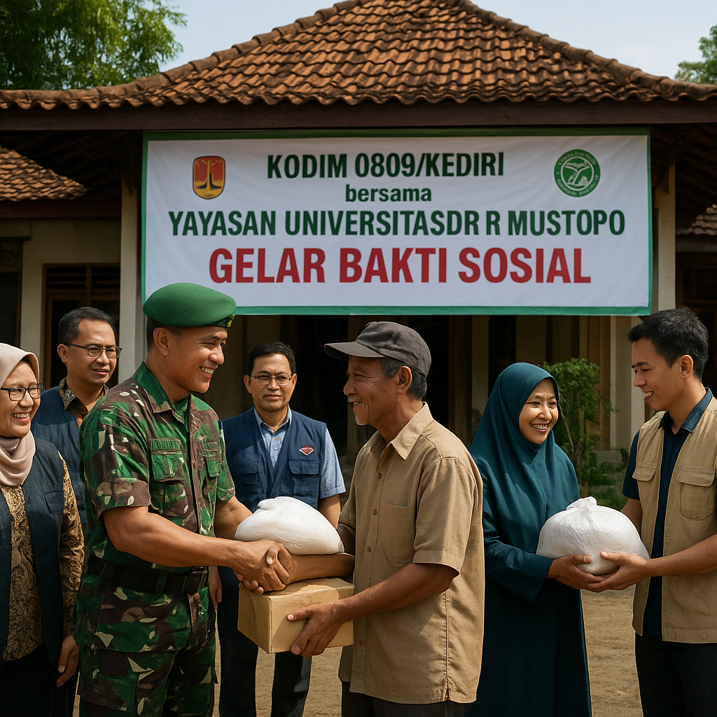 Kodim 0809/Kediri bersama Yayasan Universitas Dr Mustopo Gel...